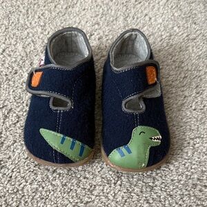 See Kai Run Navy Slip-On Baby Shoes with Green Dinosaur